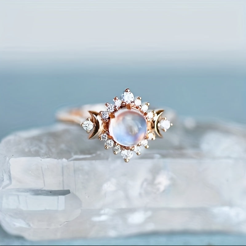Anillo Sencillo con Piedra Luna
