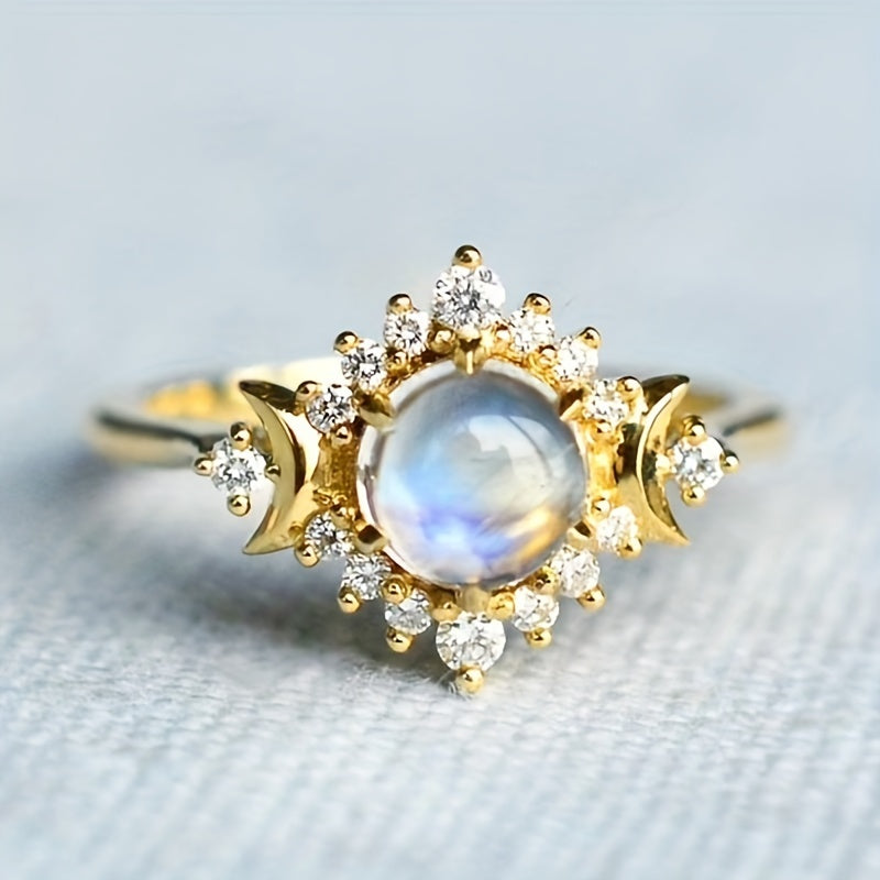 Anillo Sencillo con Piedra Luna