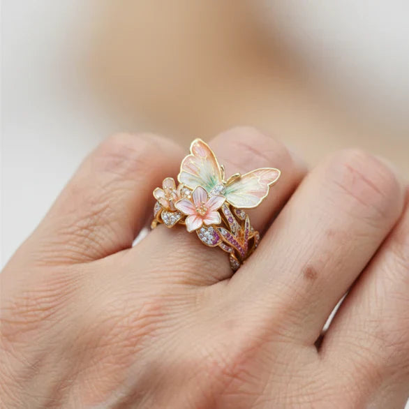Anillo Mariposa de Naturaleza Brillante con Zirconia