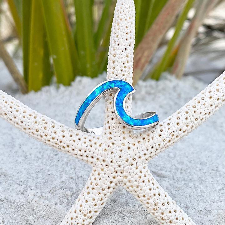 Anillo Onda del Mar en Ópalo y Plata