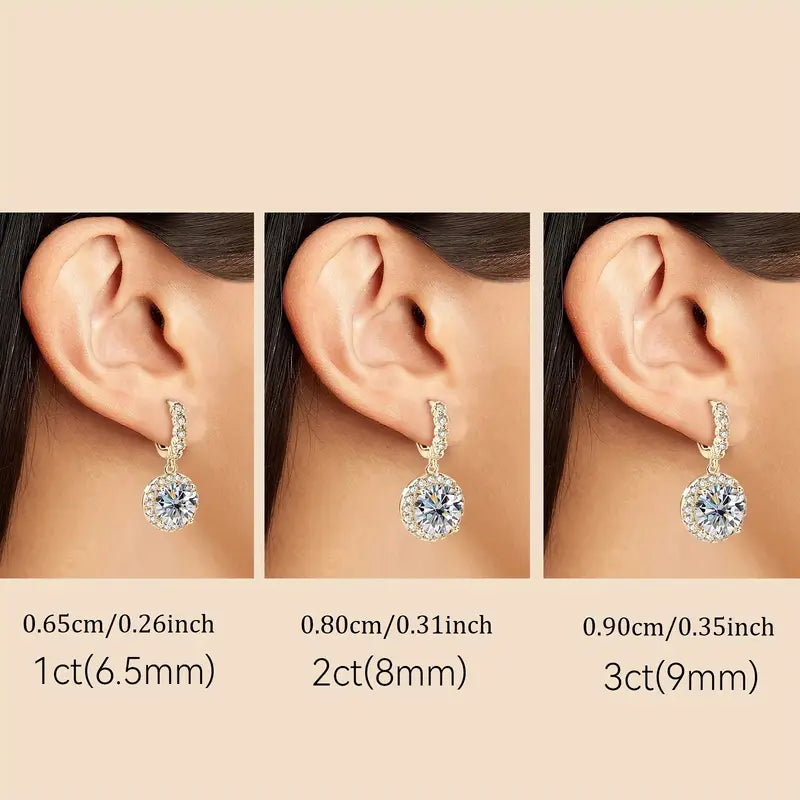 Pendientes Colgantes Redondos en Moissanita