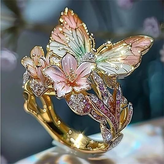 Anillo Mariposa de Naturaleza Brillante con Zirconia