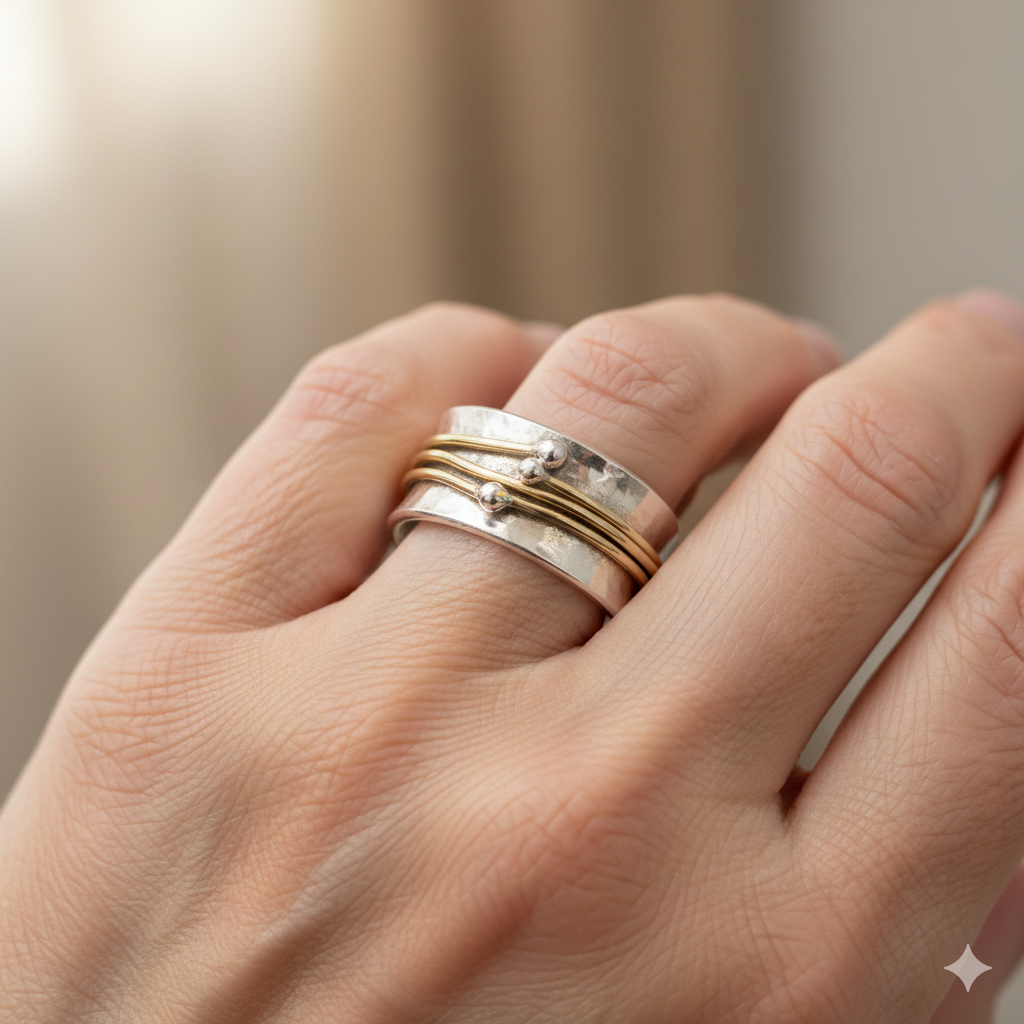 Anillo Vintage de Oro con Capas de Plata