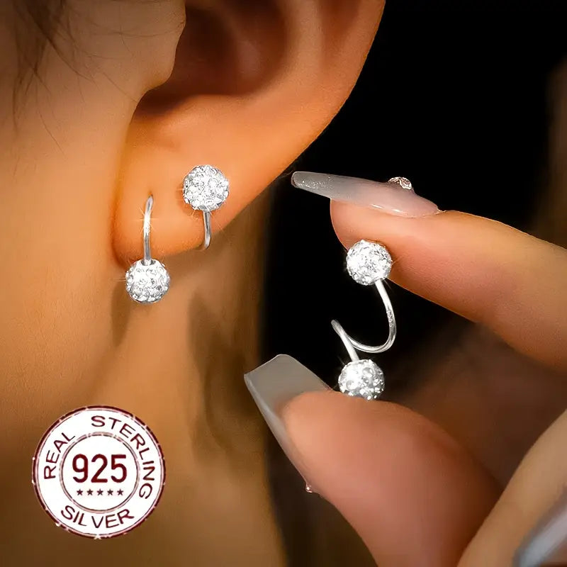 Pendientes de Doble Espiral con Zirconia Brillante