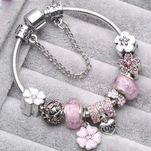 Pulseras Vintage Rosa Plata