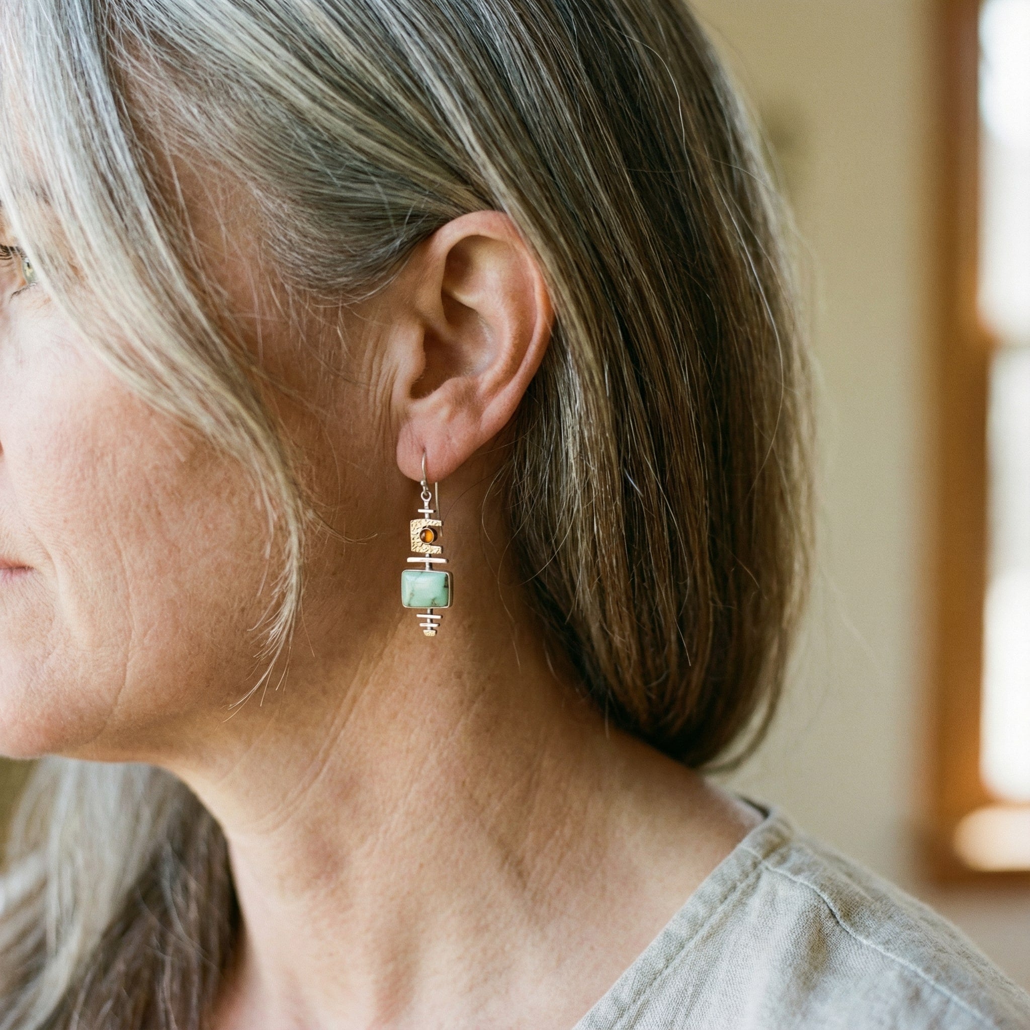 Pendientes Vintage en Piedra Verde Antigua