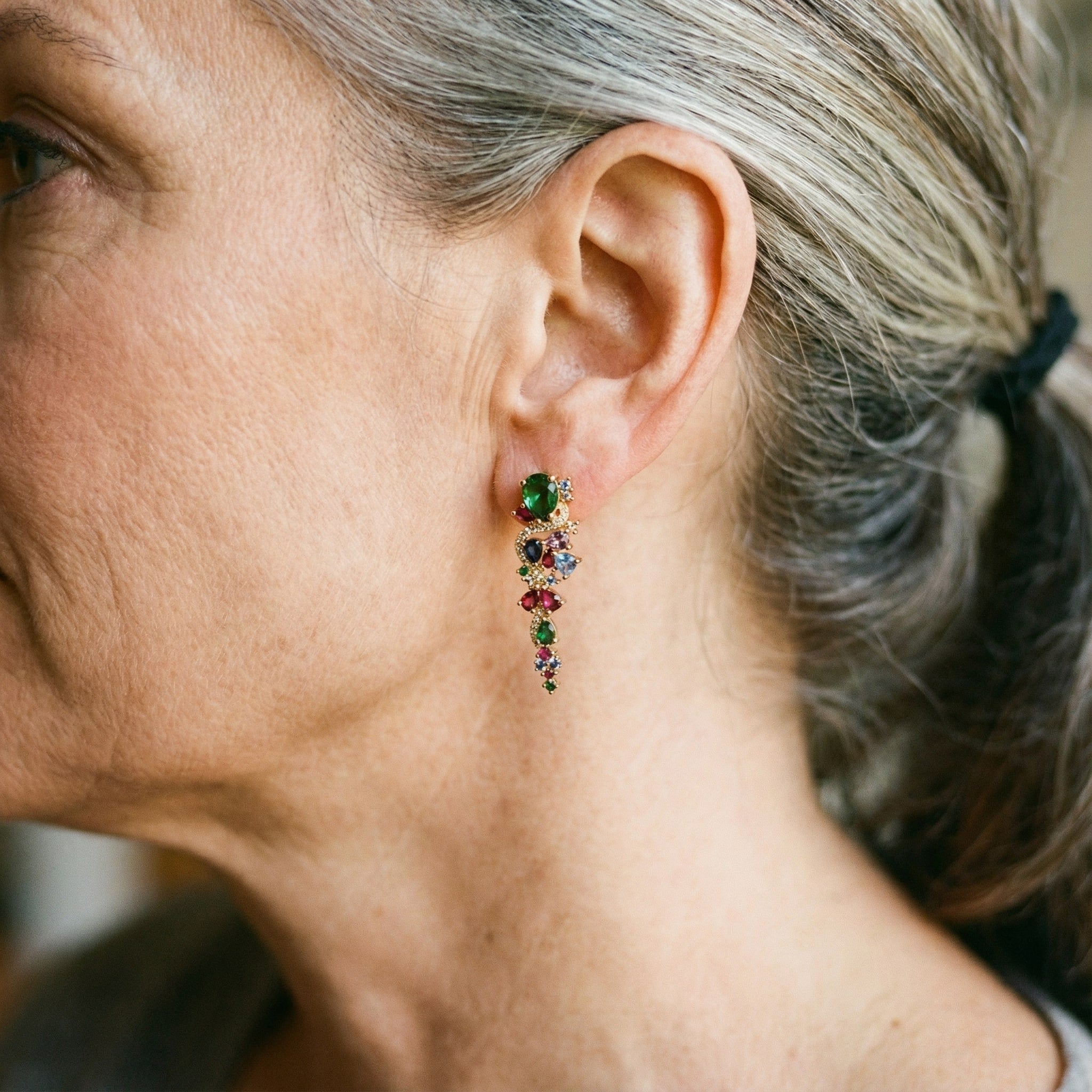 Pendientes de Oro con Zircónios Multicolores