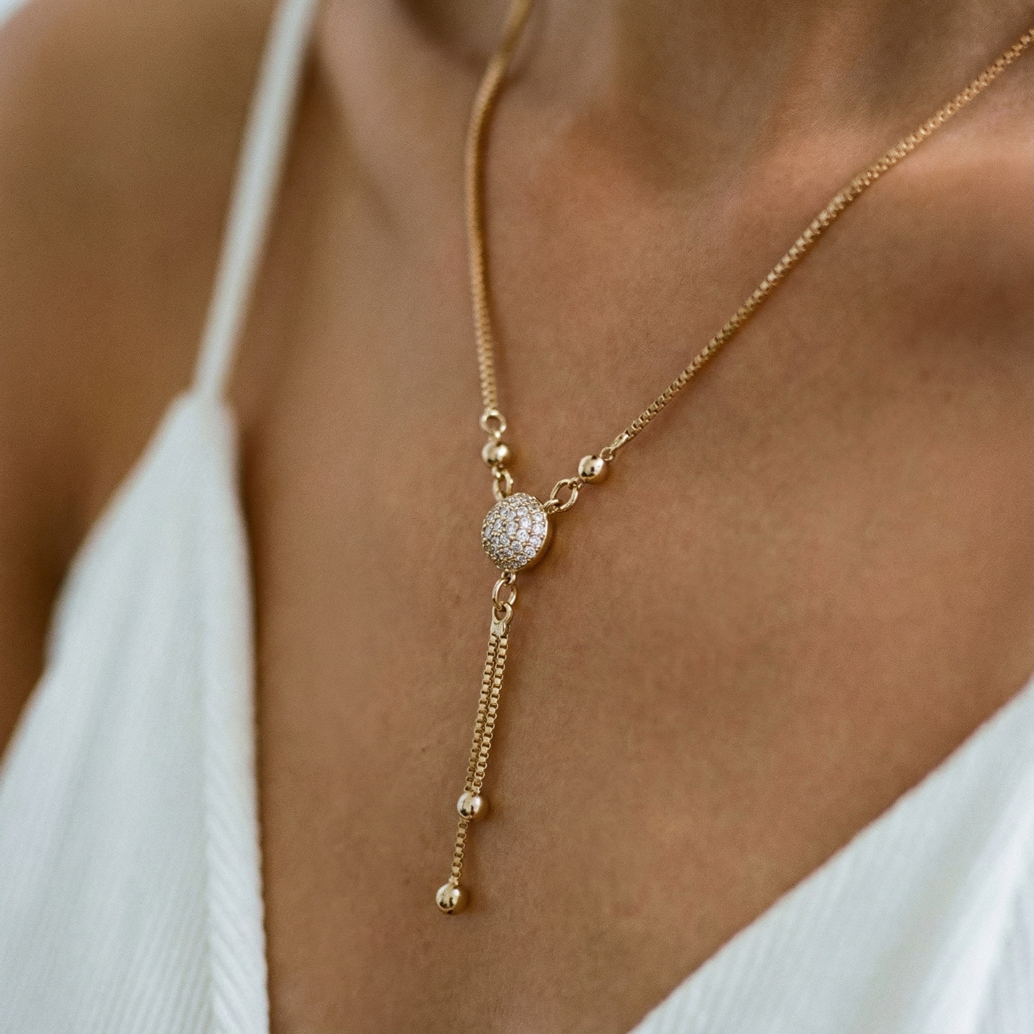 Collar de Cristal Dorado Vintage