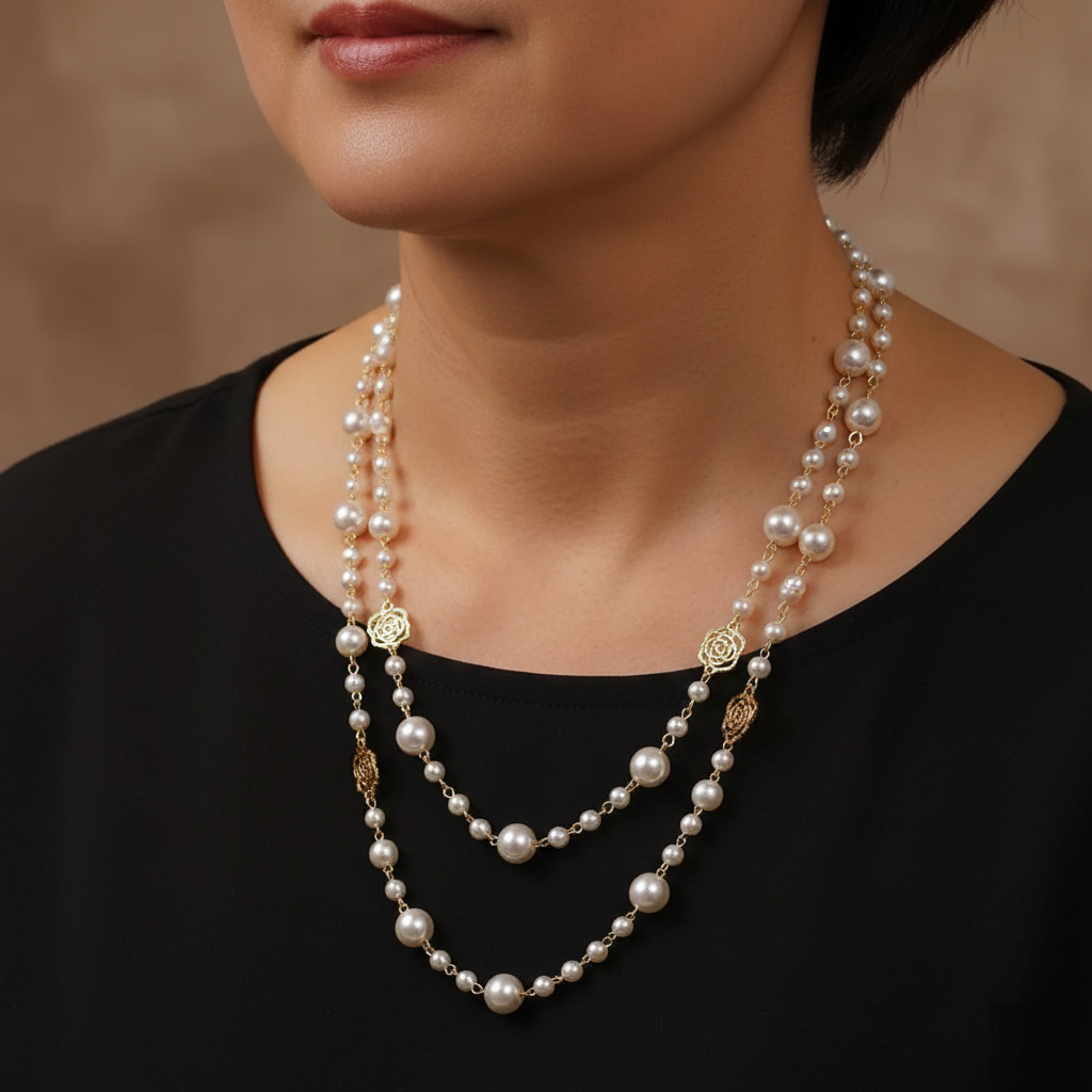 Collar Elegante de Oro con Perla