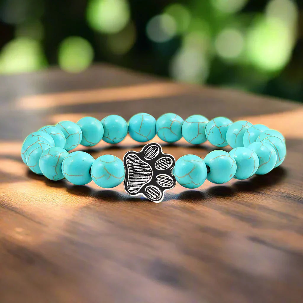 Pulsera de cuentas en forma de pata – Diseño de piedra natural