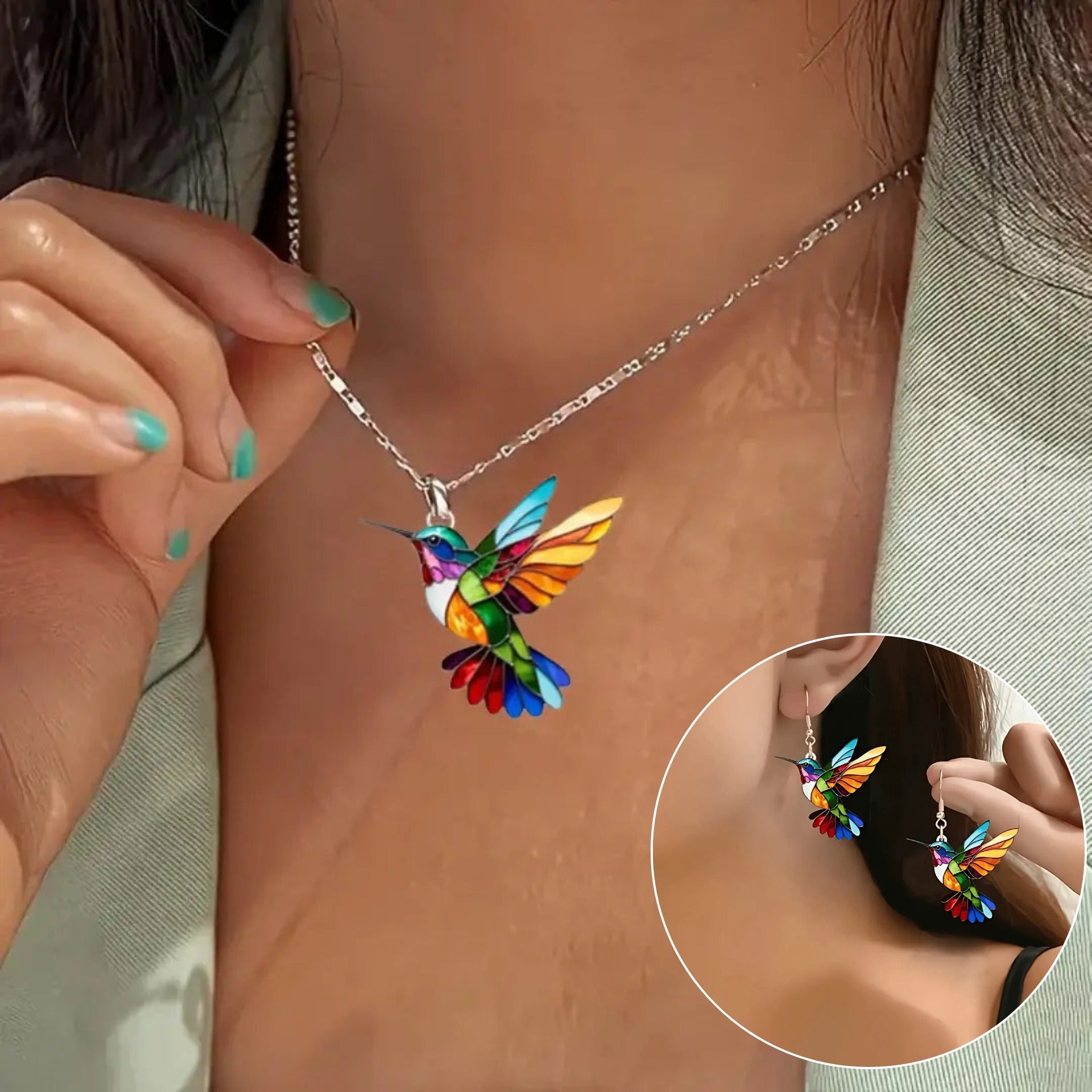Hermosa Collar con Colibrí y Aretes Gratis – Oferta por Tiempo Limitado