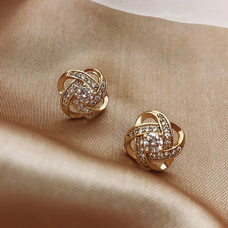 Pendientes con Esferas de Circonita en Oro