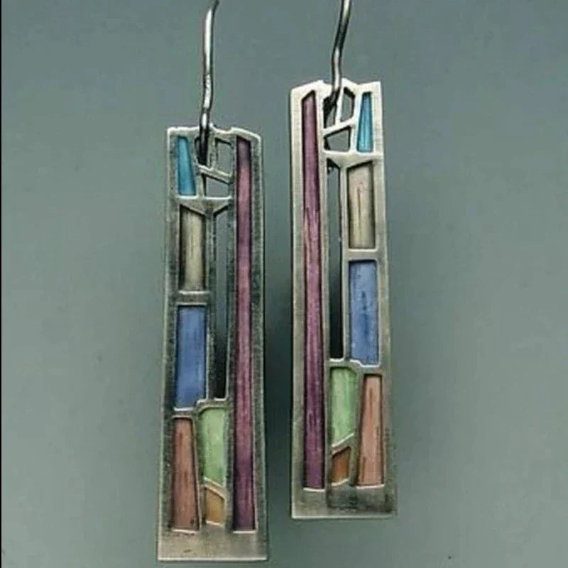 Pendientes Plateados Vintage Coloridos