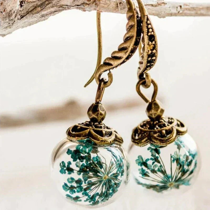 Pendientes Florales Vintage en Oro Antiguo