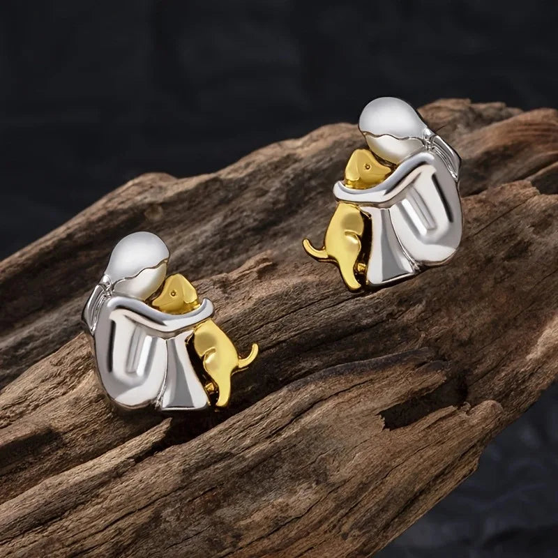 Pendientes Hug en Dos Tonos, Plata y Oro