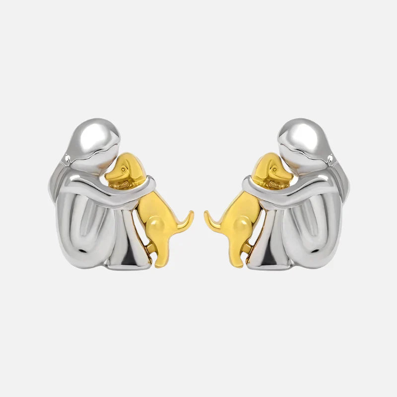 Pendientes Hug en Dos Tonos, Plata y Oro