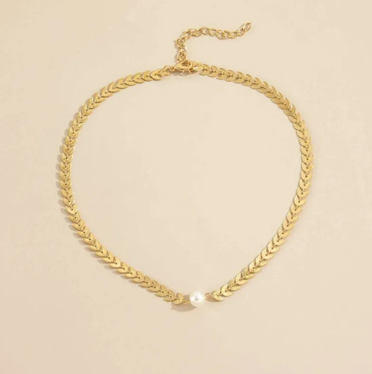 Collar de Perlas con Cadena para la Clavícula