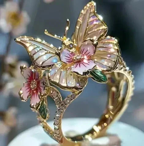Anillo Mariposa de Naturaleza Brillante con Zirconia