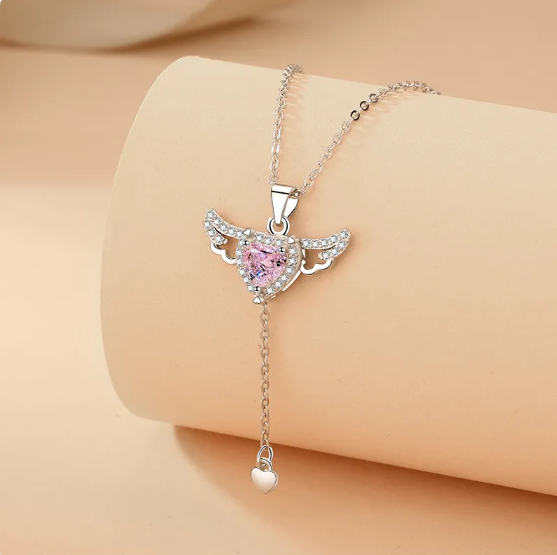 Collar de Alas de Ángel Corazón de Cupido