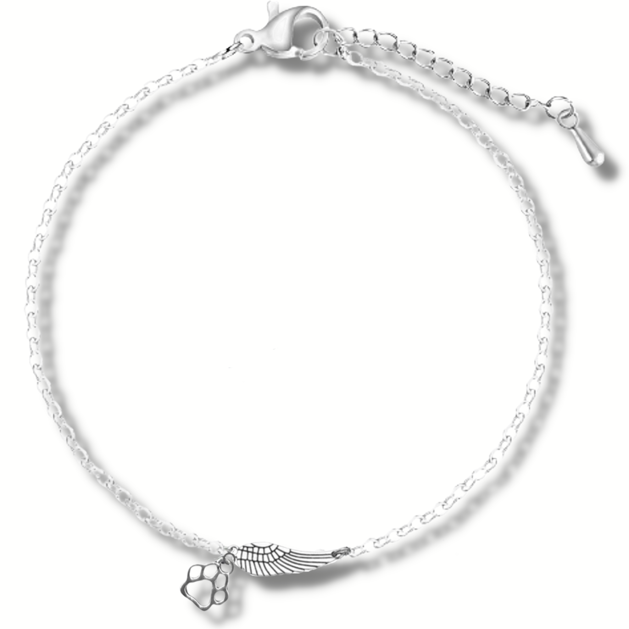 Pulsera Memorial en Plata con Ala de Ángel y Huella | Hecho a Mano