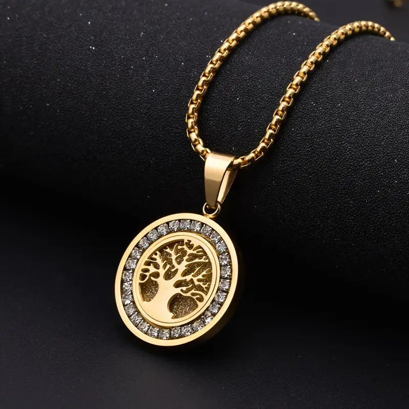 Collar de Árbol de la Vida de Tonos Dorados con Zirconias