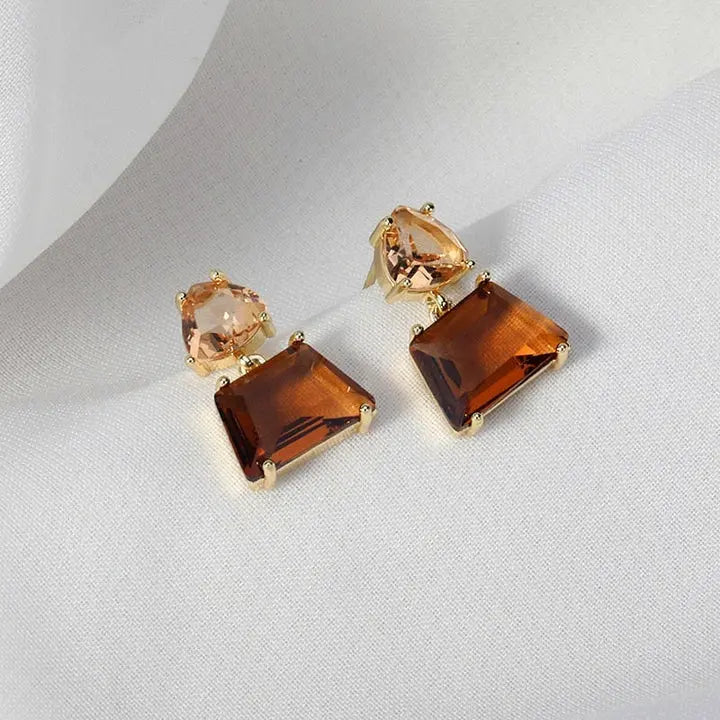 Pendientes de Cristal Elegantes del Desierto en Oro