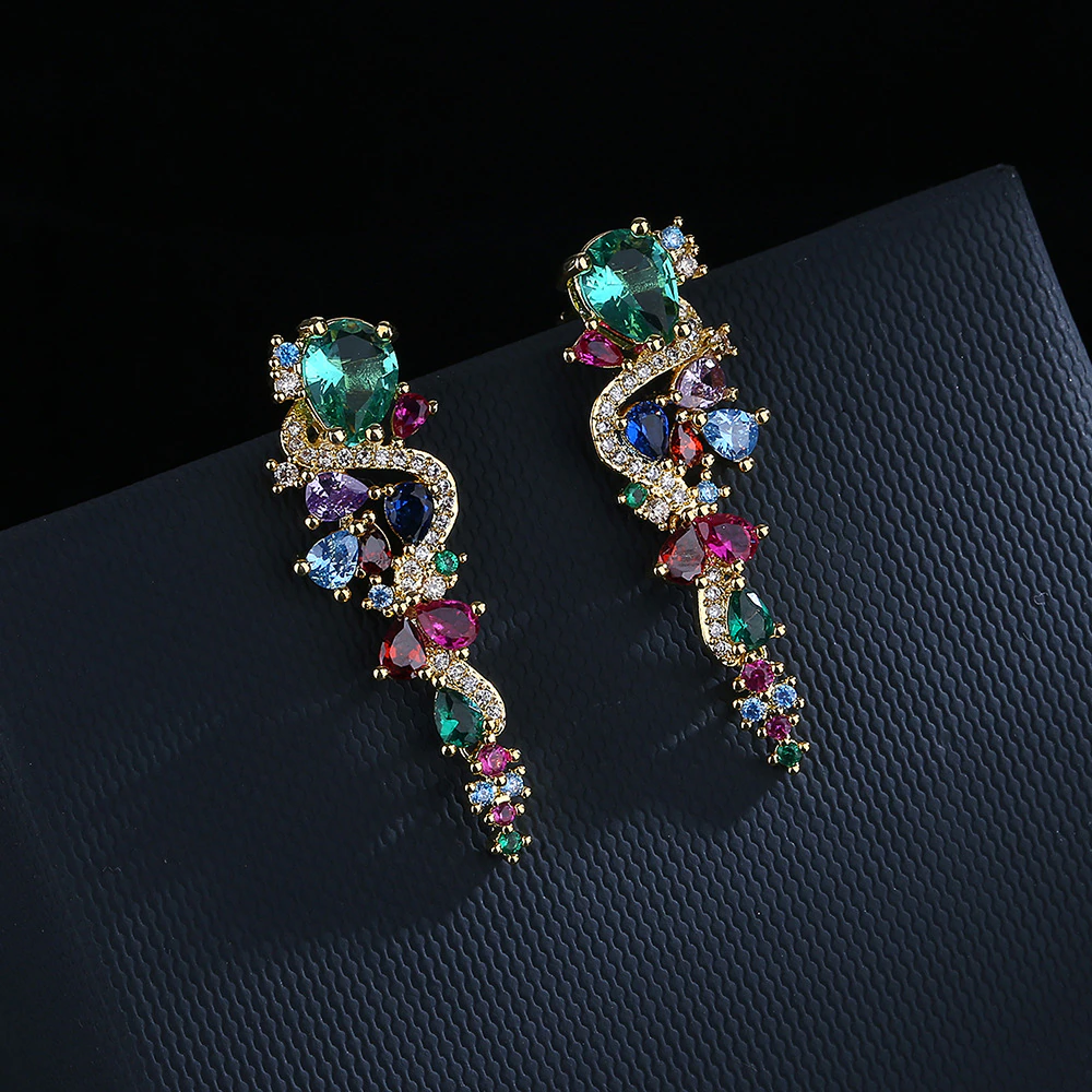Pendientes de Oro con Zircónios Multicolores
