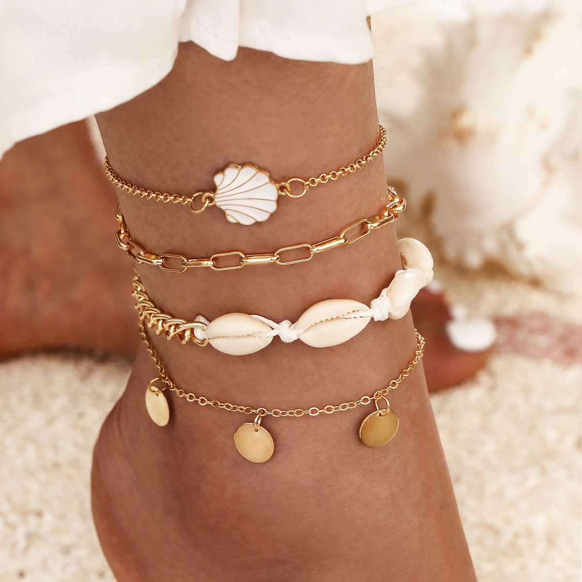 Pulsera de Tobillo con Conchas