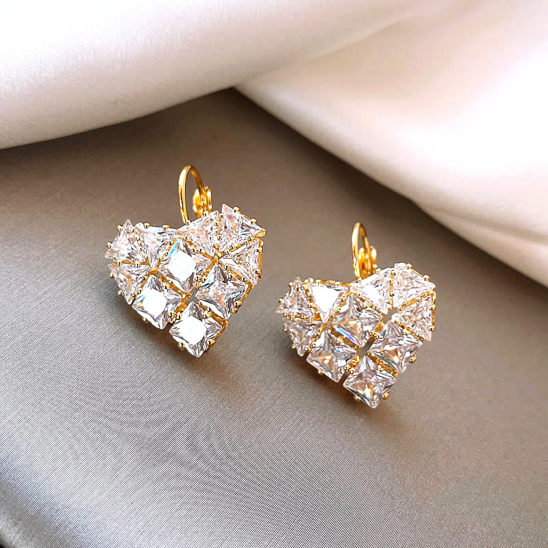 Pendientes Elegantes con Cristal en Forma de Corazón
