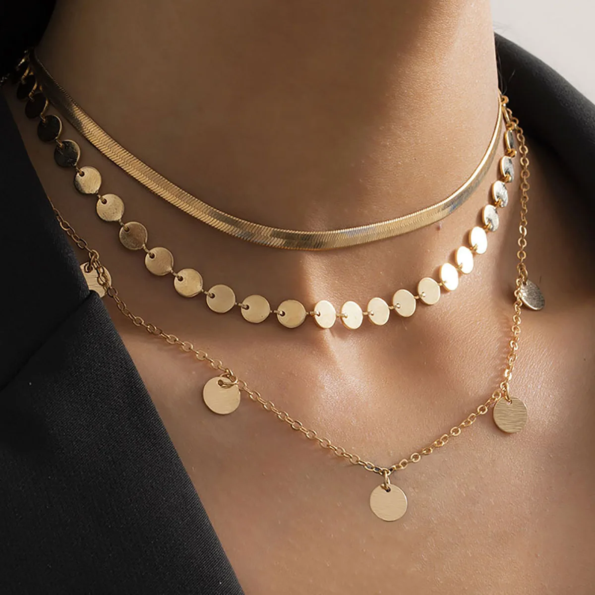 Collar de Placa de Oro Vintage