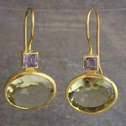 Pendientes de Cristal Dorados y Verdes