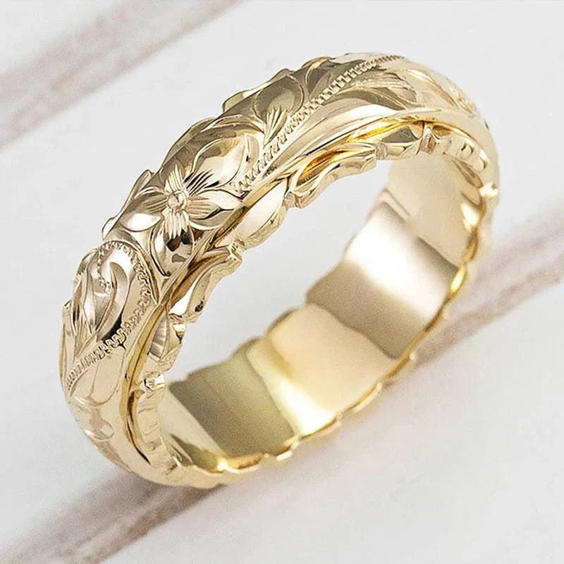 Antique oro flower anillo | oro
