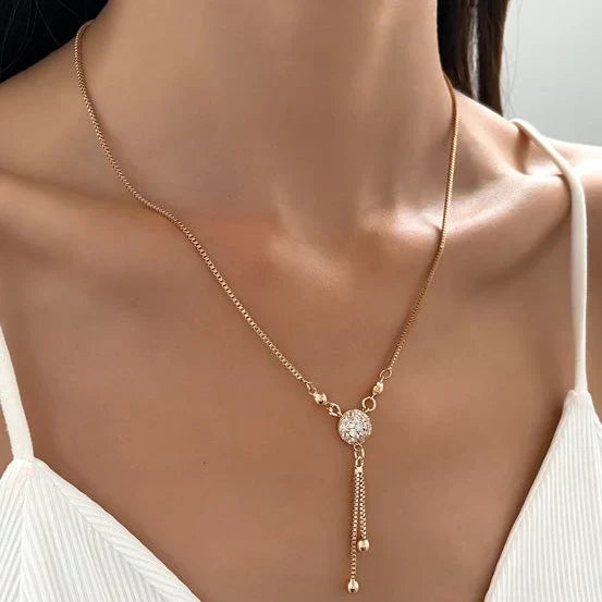 Collar de Cristal Dorado Vintage