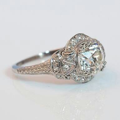 Anillo vintage en plata de cristal