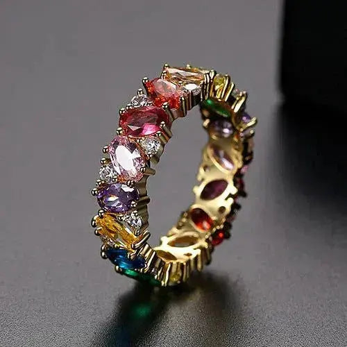 Anillo Vintage con Zirconias Multicolores