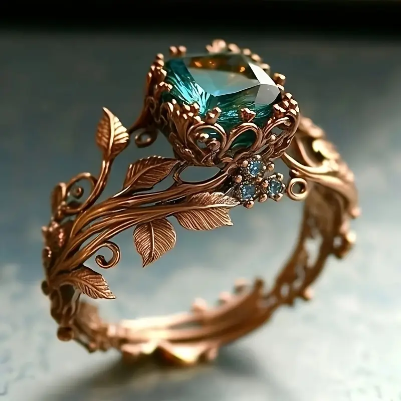 Anillo de Naturaleza con Cristal Verde