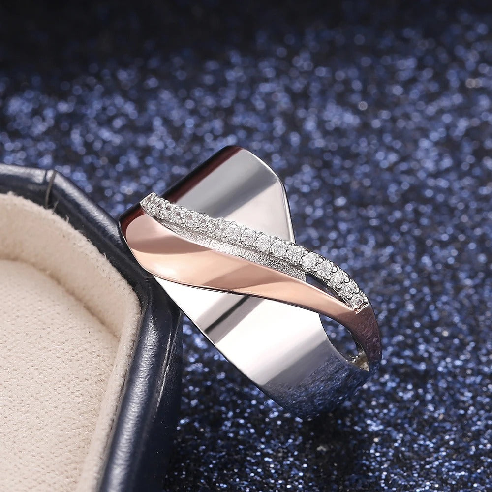 Anillo Bicolor de Plata y Oro Rosa