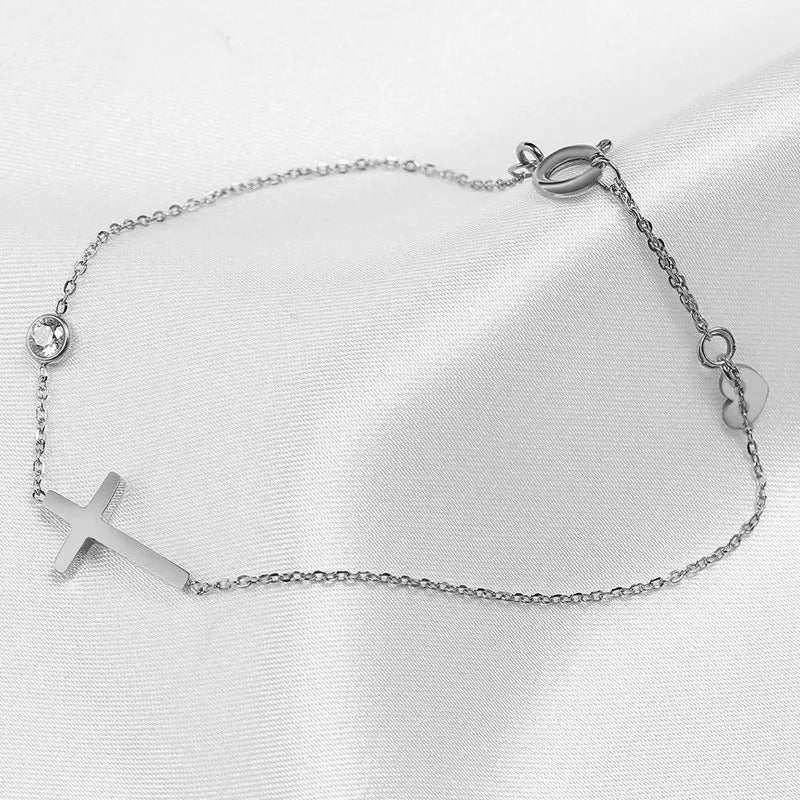 Pulsera de Corazón Plateada Fe