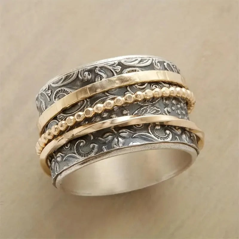 Anillo Rotatorio de Patrón Barroco Vintage
