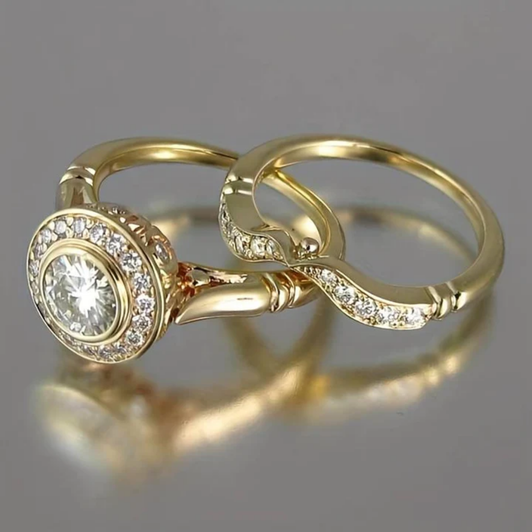 Anillo vintage de oro y circonita