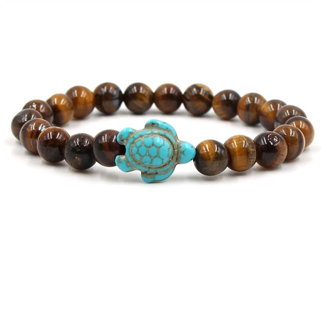 Pulseras Exclusivas con Cuentas de Piedra Natural en Forma de Tortuga
