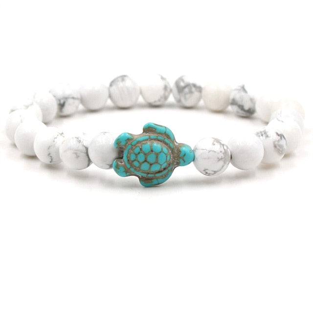 Pulseras Exclusivas con Cuentas de Piedra Natural en Forma de Tortuga