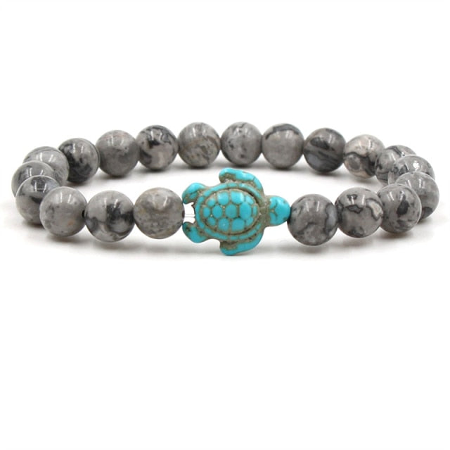 Pulseras Exclusivas con Cuentas de Piedra Natural en Forma de Tortuga