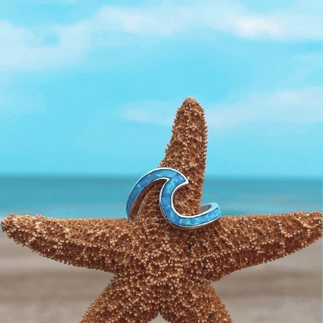 Anillo Onda del Mar en Ópalo y Plata