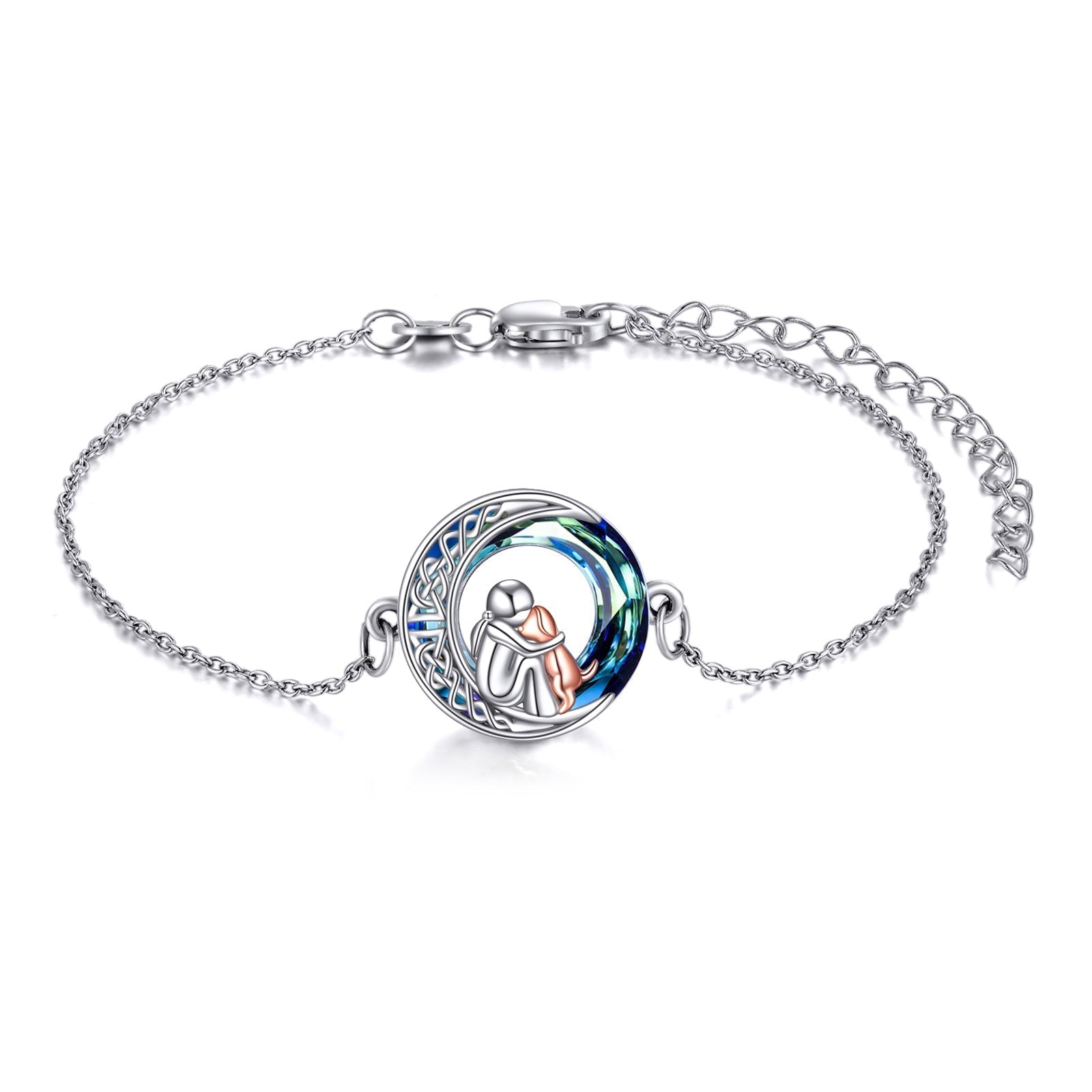 Pulsera Ajustable con Colgante de Perro en Plata de Ley
