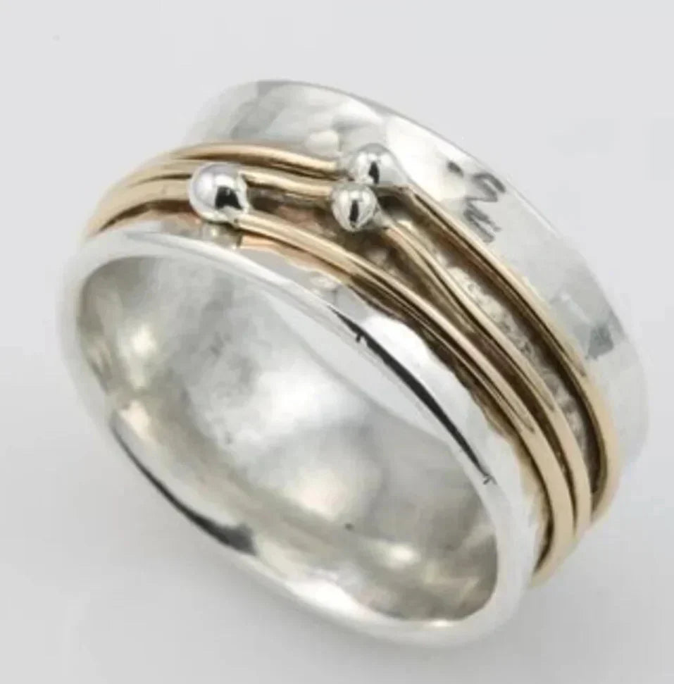 Anillo Vintage de Oro con Capas de Plata