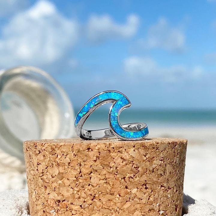 Anillo Onda del Mar en Ópalo y Plata