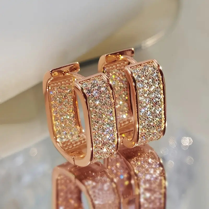 Pendientes de Aro de Cristal de Lujo