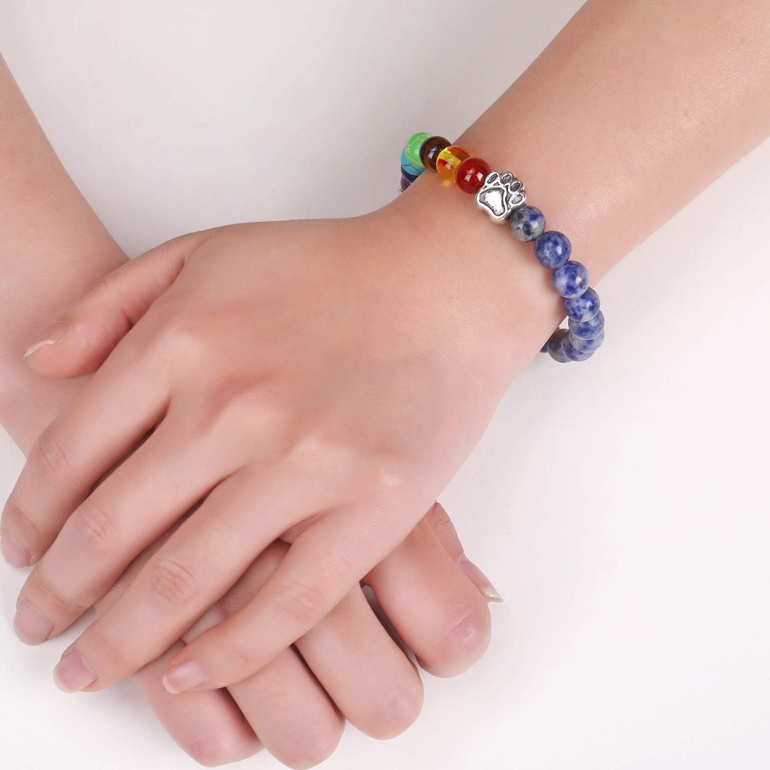 Pulsera Memorial Puente Arcoíris – Regalo con 7 Bolas de Chakra por la Pérdida de una Mascota