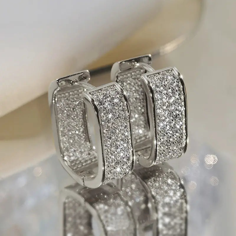 Pendientes de Aro de Cristal de Lujo
